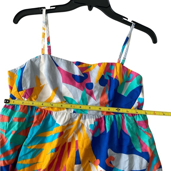 J. Crew Floral Tie-back Maxi Dress Size 4 Petite Island Turquoise Neon - Picture 6 of 11